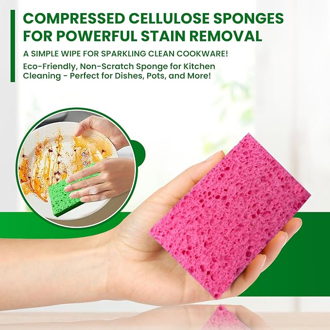 Cellulose Sponges – 48-Pack Multicolored Compressed Natural - Image 3