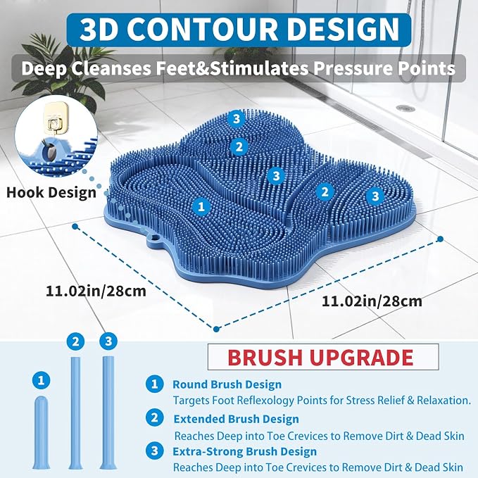 Show Foot Scrubber Mat & Silicone Back Scrubber - Image 3