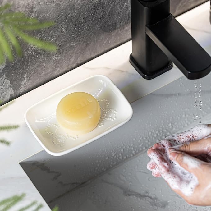 Gomakren Soap Dish for Shower, Ceramic Soap Dishes for Bar Soap Sponge - Image 2
