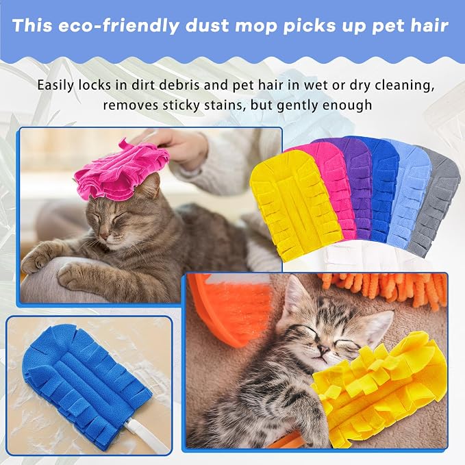 Zubebe 12 Pcs Duster Refill Reusable Fleece Duster Refills Feather Flat Dusters - Image 5
