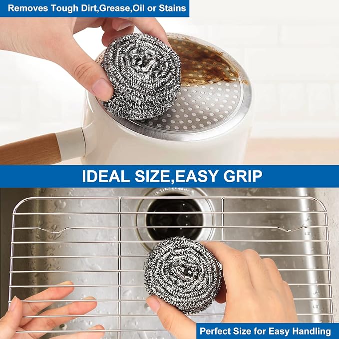 10 Pack Stainless Steel Scrubber, Steel Wool Srubber - Image 5