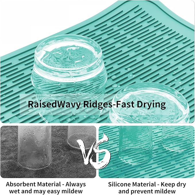ZLR Silicone Dish Drying Mat for Kitchen Counter, Eco-Friendly Fast Dry Dish Mat - Image 2