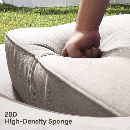 Luxury 6" Outdoor Cushions for Patio Furniture, 24x24x6" Thick Seat Cushion Set of 3, Fade Resistant Couch Chair Replacement Cushions High Density Deep Wicker Chair Cushion w/ Removable Cover, Beige