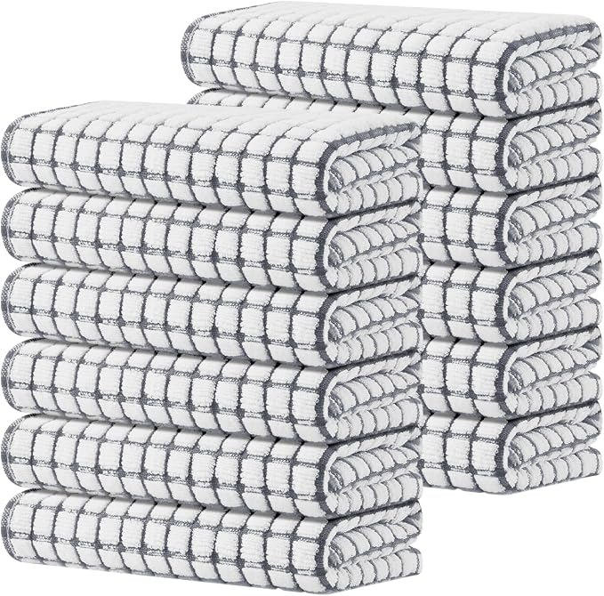 Kitinjoy Cotton 12 Pack Terry Kitchen Towels, 16 x 25 Inches Super Soft and by Kitinjoy