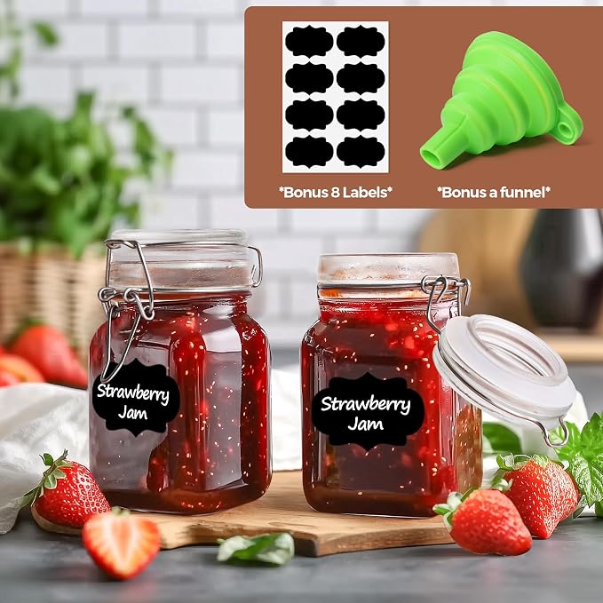 ComSaf Small Glass Jars with Airtight Lid Set of 12, Spice Jars 8 oz, Mason - Image 5