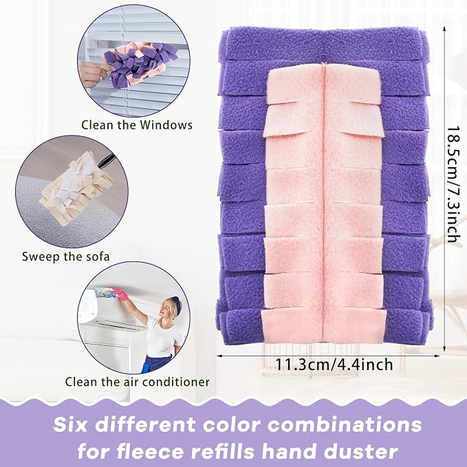 Zubebe 3 Pcs Duster Refill Reusable Fleece Duster Refills Feather Flat Dusters - Image 2
