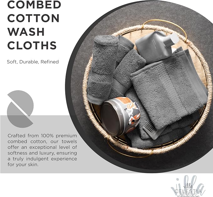 100% Cotton Wash Cloth for face & Body Set of 12, Sustainable, Highly Absorbent - Image 2