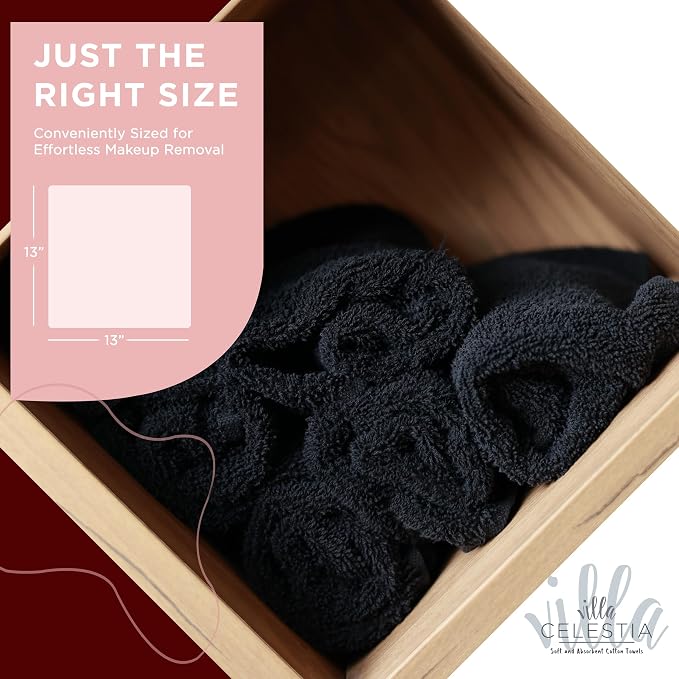 Black Makeup Remover Towels Set of 4, 100% Soft Cotton Reusable Luxury 4 Pcs - Image 6