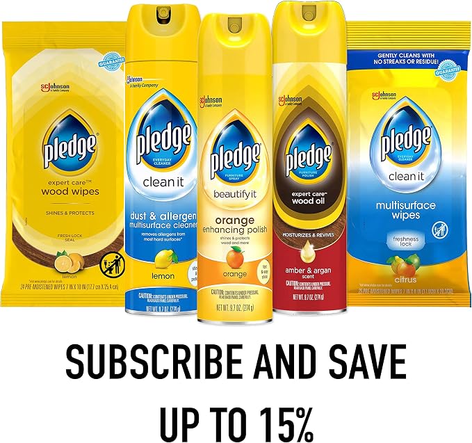 Pledge Expert Care Enhancing Wood Wipes, Lemon Scent - Image 2