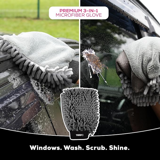 Premium 3-in-1 Car Wash Mitt Scratch Free, Cleaning Mitt, Microfiber Wash Mitts - Image 3