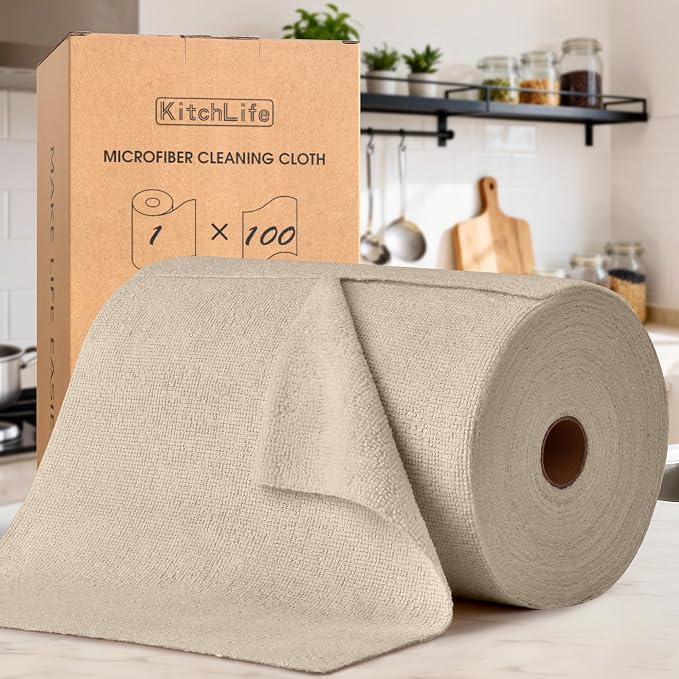 KitchLife Microfiber Cleaning Cloth Roll, 100 Pack by OverDoorHooksKitchenSupplies