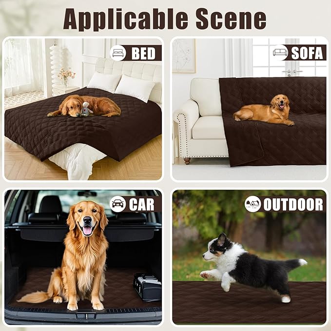 Smiry Waterproof Dog Bed Cover Blanket 68x82, Soft Reversible Pet Blanket, Washable Leakproof Cats Dogs Couch Cover for Sofa, Couch, Furniture, Lattice, Chocolate/Chocolate