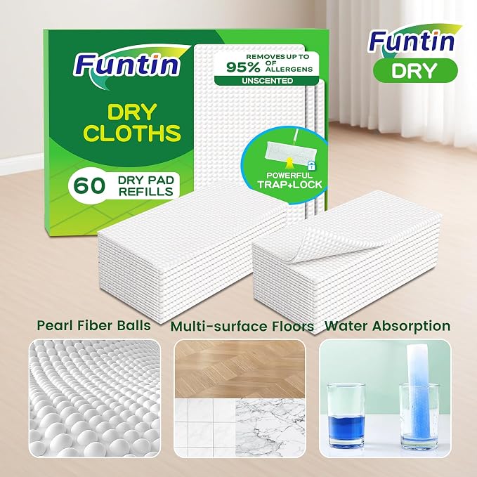 Funtin Thickened Mop Pads for Swiffer Sweeper, Unscented Disposable Mopping - Image 2