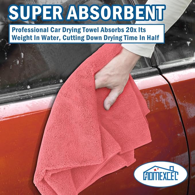 HOMEXCEL Professional Large Microfiber Car Drying Towels 2 Pack, Lint Free - Image 4