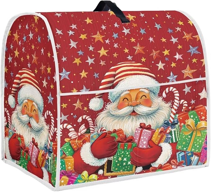 Christmas Stand Mixer Cover Dust Cover Santa Claus Red Stand Mixer Covers For Kitchen Aid 4.5-5 Quart Mixers Dustproof Cloth Cover for Small Appliance Protector, Christmas Tabletop Decor