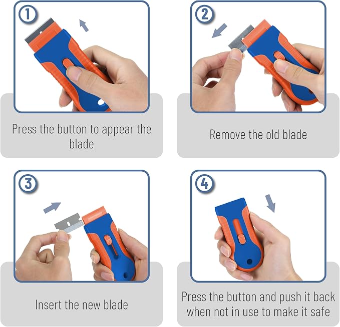 Bates- Razor Blade Scraper Tool, 2 Pack, 30 Extra Steel Blades, Anti-Slip - Image 4