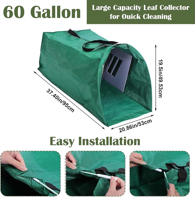 2PCS Leaf Collector, 53 Gallon Yard Waste Bags, Heavy Duty Foldable Lawn & Leaf - Image 2