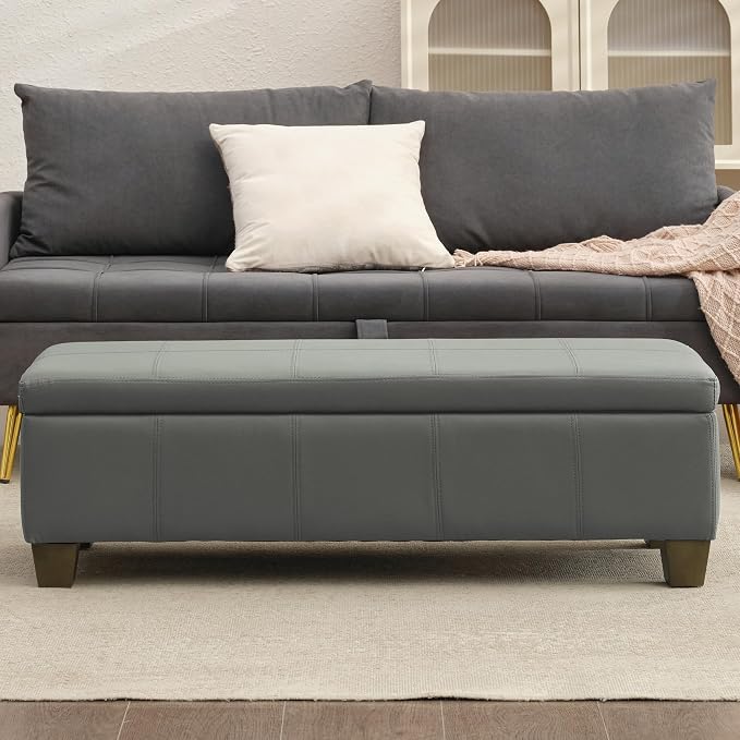 51 Inch Faux Leather Ottoman - Image 2