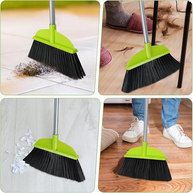 3 Packs Indoor Brooms for Sweeping Hardwood Floor Green Angle Broom - Image 4
