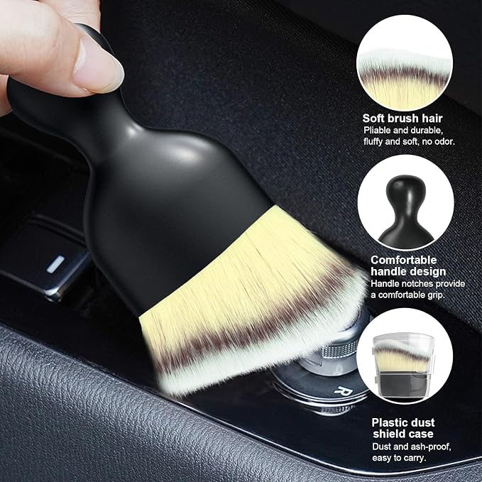 Ziciner 2 PCS Car Detailing Brush, Curved Soft Bristles Auto Removal Dust - Image 3