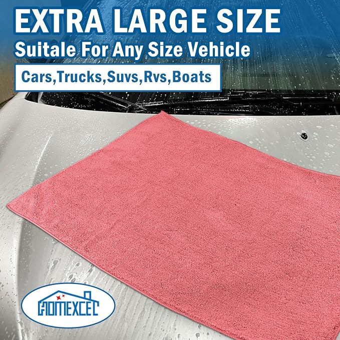 HOMEXCEL Professional Large Microfiber Car Drying Towels 2 Pack, Lint Free - Image 5