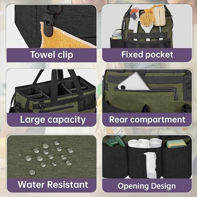 Wearable Cleaning Caddy Bag for Cleaning Supplies, Large Capacity Cleaning - Image 4