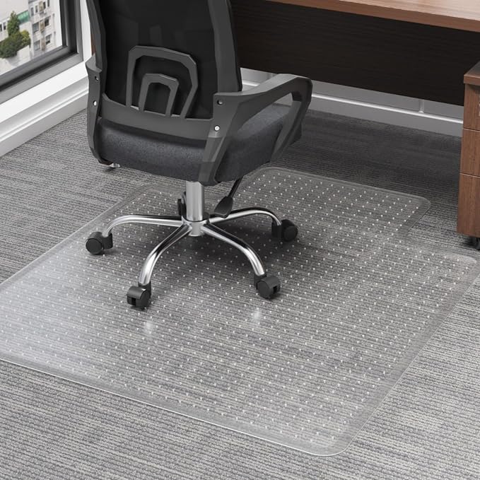 Chair Mat for Carpet, Beveled Edge Vinyl Mat by FUNMATHomeDecors