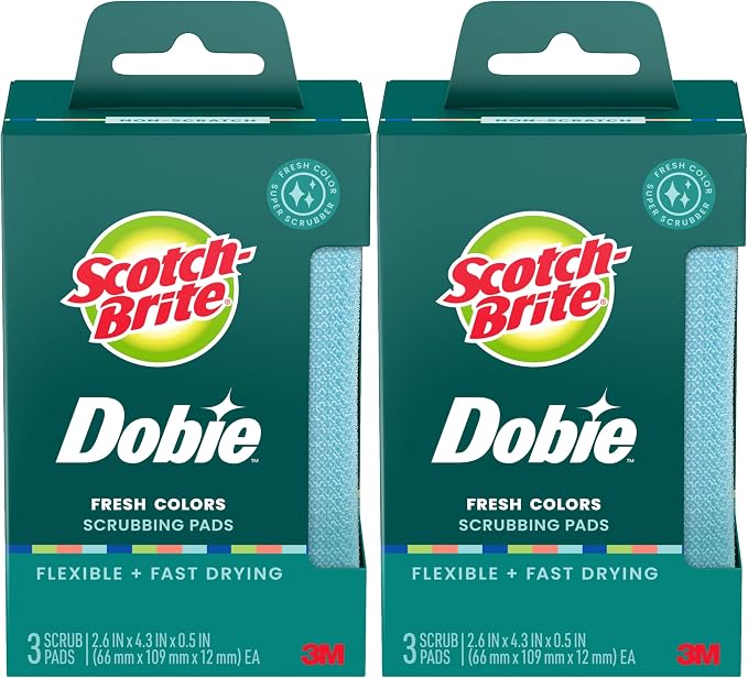 Scotch-Brite Dobie Non-Scratch All-Purpose Scrub Pads, 6 Total Pads, Reusable by Scotch-Brite