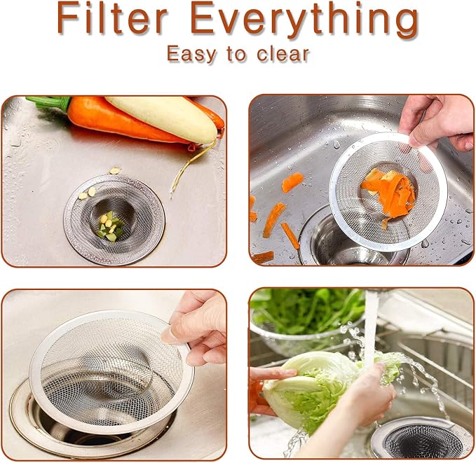 50pcs Heavy Duty Stainless Steel Slop Basket Filter Trap, 2.75" Top / 1" Mesh - Image 4
