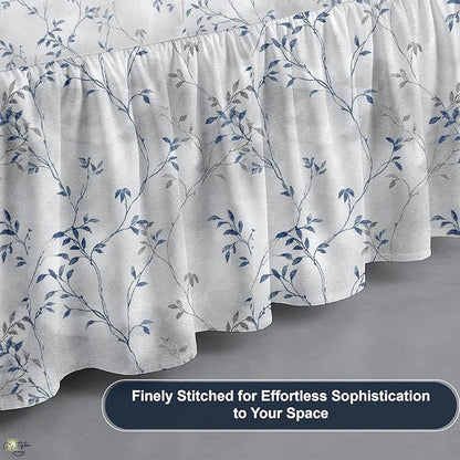 Cottington Lane Ruffled Bed Skirt Twin Size with Split Corner, Brushed Microfiber Hotel Quality Dust Ruffle, 21 Inch Drop Gathered Bedskirt, Soft, Stylish, Shrink & Fade Resistant, Neutral Nature