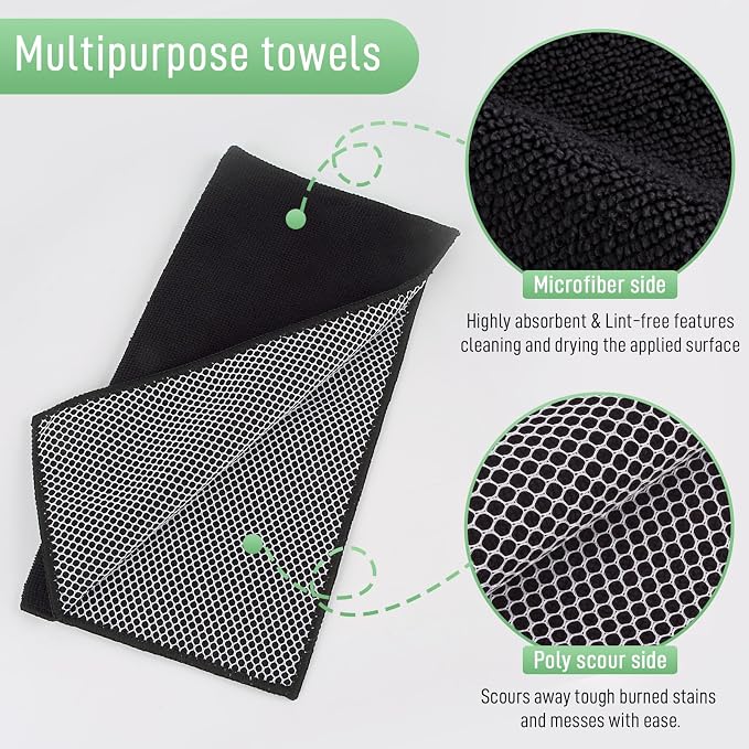 SINLAND Microfiber Dish Cloth Kitchen Cleaning Dish Towel Absorbent Fast Dry - Image 3