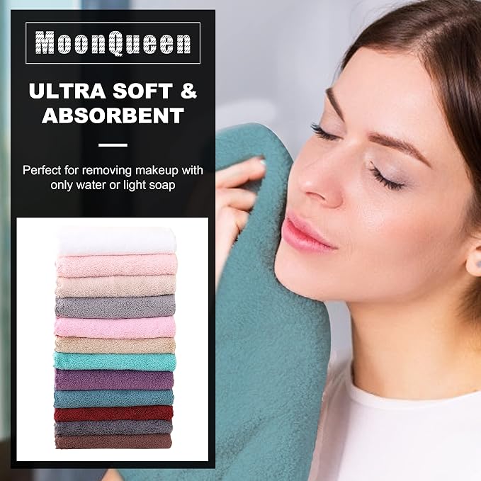 MOONQUEEN Microfiber Facial Cloths Fast Drying Washcloth 12 Pack - Image 2