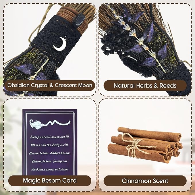 Cinnamon Broom 7.5 Inch Handmade Witch Broom - Image 3