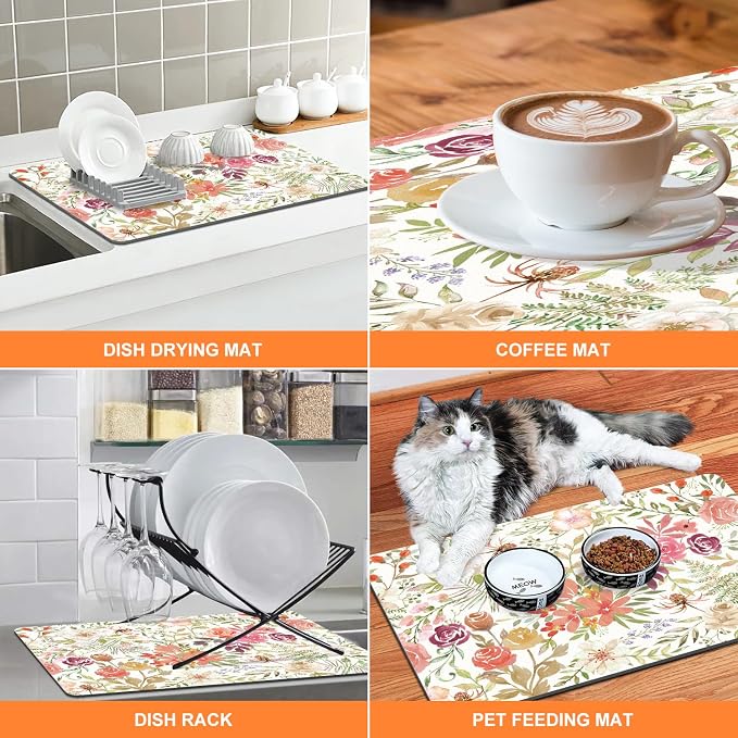 LOKHOM Dish Drying Mat for Kitchen Counter, Dish Drainer Rack Mat for Kitchen - Image 5