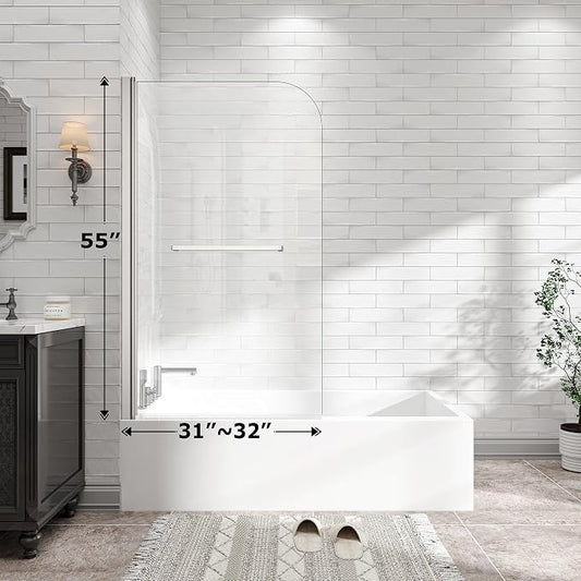 31"-32" W x 55" H Brushed Nickel Flexible 180° Pivot Shower Door Reversible - Image 2