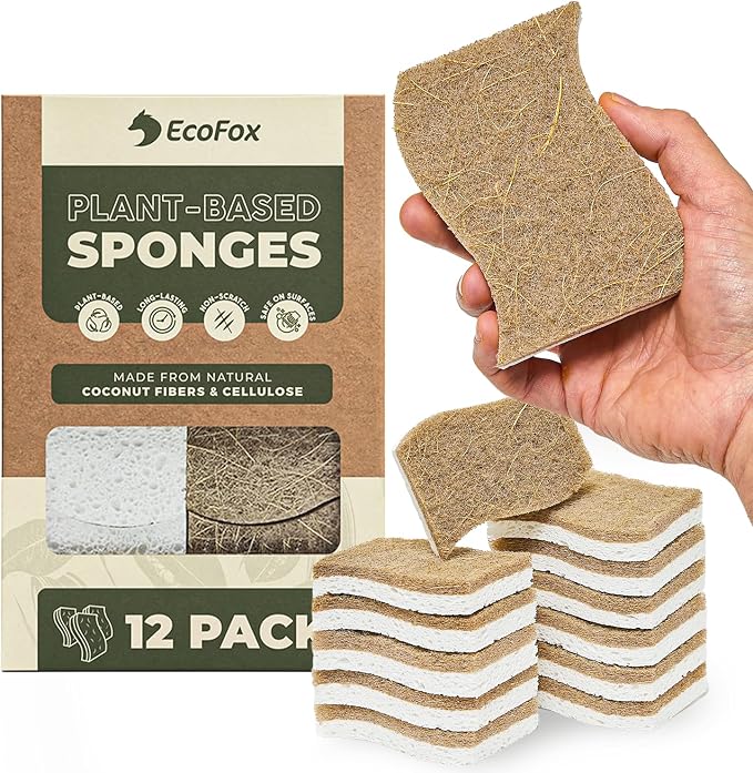 Plant-Based Kitchen Sponges | FSC-Certified & PETA Approved | Natural Cellulose by EcoFox