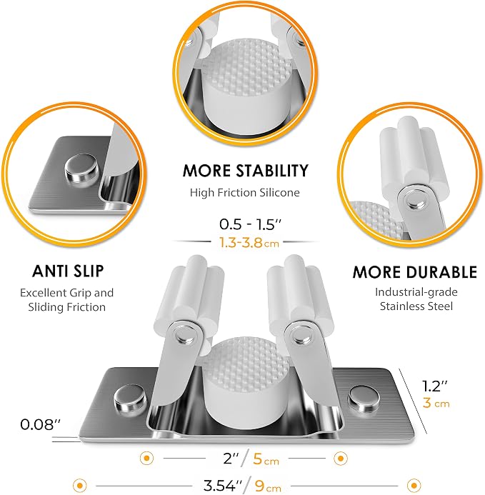 Self Adhesive Broom and Mop Holder Wall Mounted – SUS304 Stainless Steel 2-Slot - Image 2
