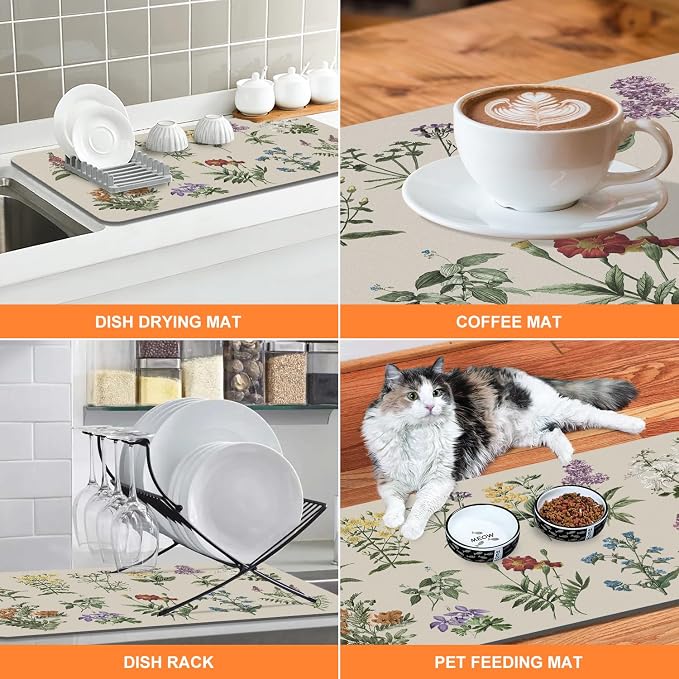 LOKHOM Dish Drying Mat for Kitchen Counter, Dish Drainer Rack Mats for Kitchen - Image 4