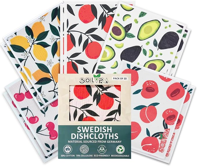 10 PCS Fruit Print Swedish Dishcloths by Unknown