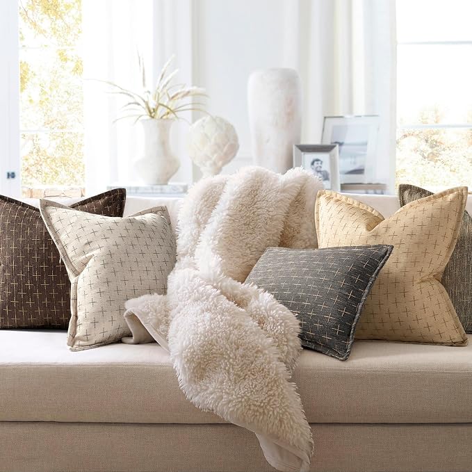 ZWJD Pillow Covers 18x18 Set of 2 Soft Polyester Textured Pillow Covers - Image 6