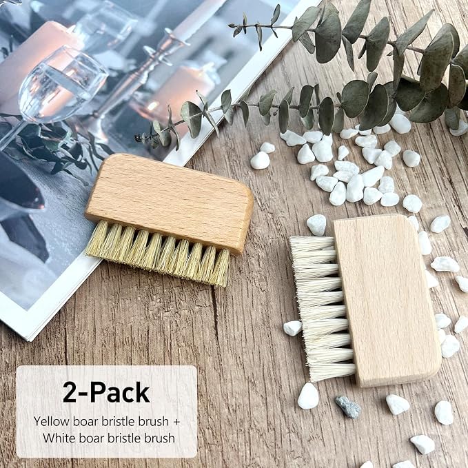 Natural Beech Wood Nail Brush Non-Slip Hand and Toenail Cleaning Brush Compact - Image 2