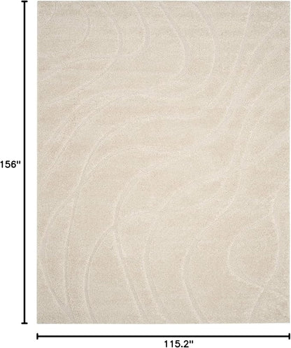 SAFAVIEH Florida Shag Collection Area Rug - 9'6" x 13', Creme & Creme, Non-Shedding & Easy Care, 1.2-inch Thick Ideal for High Traffic Areas in Living Room, Bedroom (SG471-1111)