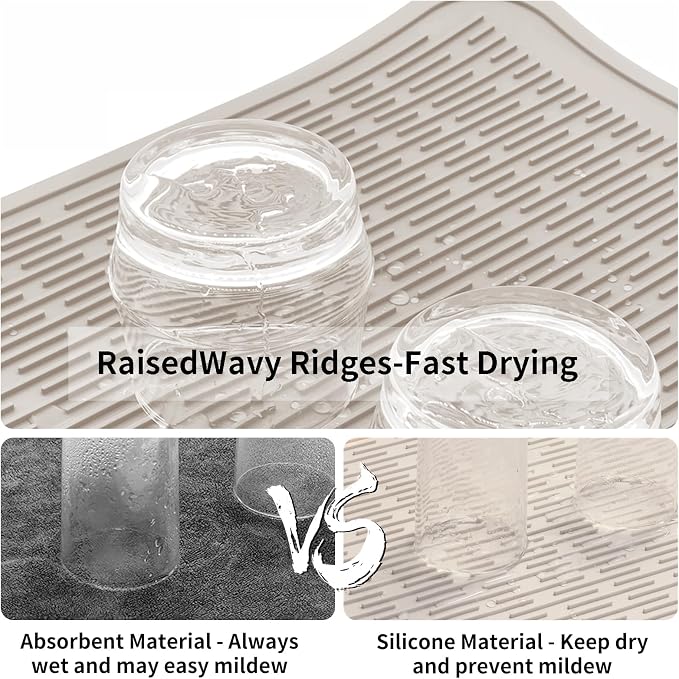 ZLR Silicone Dish Drying Mat for Kitchen Counter, Eco-Friendly Fast Dry Dish Mat - Image 2