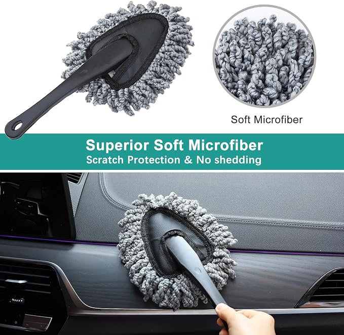 2 Pcs Super Soft Microfiber Duster Brush, Car Dash Cleaner, Cleaning Brush - Image 3
