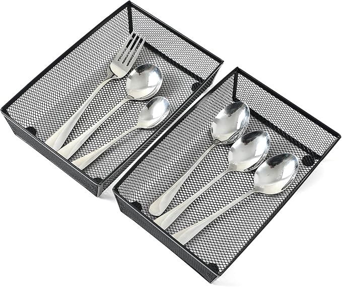 BYCY 4 Pack Silverware Drawer Organizer, Mesh Utensil Organizer - Image 5