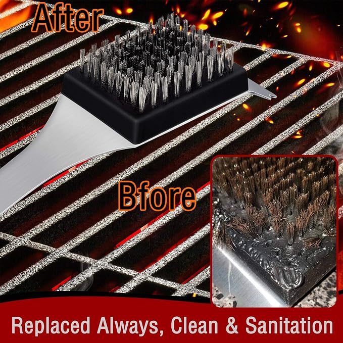 Leonyo 4 Pack Grill Brush Replacement Heads Set, 3.3IN x 2.5IN Grill Cleaning - Image 4
