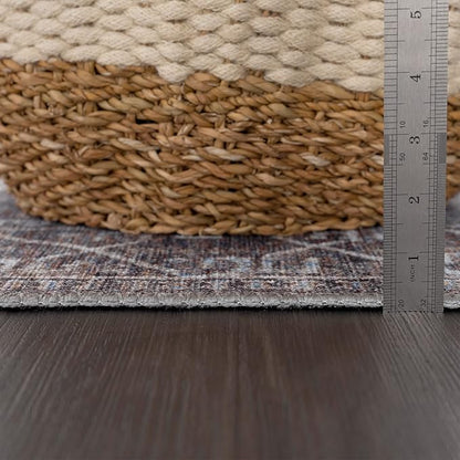 Bloom Rugs Washable 8' x 10' Rug - Slate Gray/Blue Traditional Area Rug for Living Room, Bedroom, Dining Room, and Kitchen - Exact Size: 8' x 10'