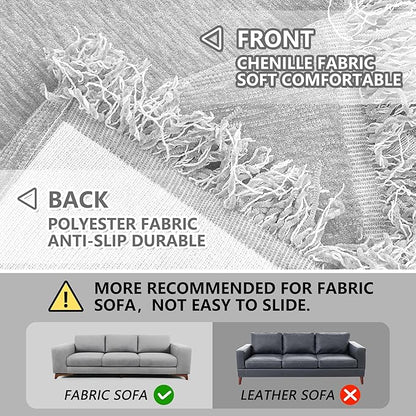 MEETSKY Couch Cover Small Sofa Covers Sofa Throw Cover for Couches Slipcover Reclining Sofa Washable Soft Chenille Blend Modern Decor Couch Protector for Living Room, 71" x 102", Light Grey
