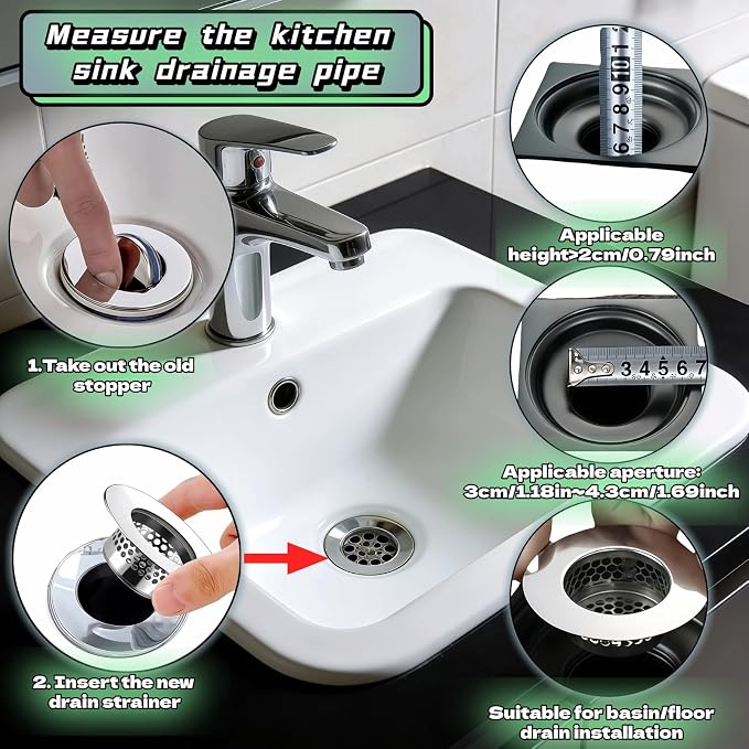 2-Pack Stainless Steel Drain Filter - Image 5