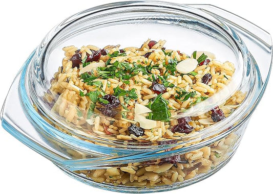 SIMAX Casserole Dish with Lid, 1 Quart Round Glass Casserole, Baking Dish by SIMAX